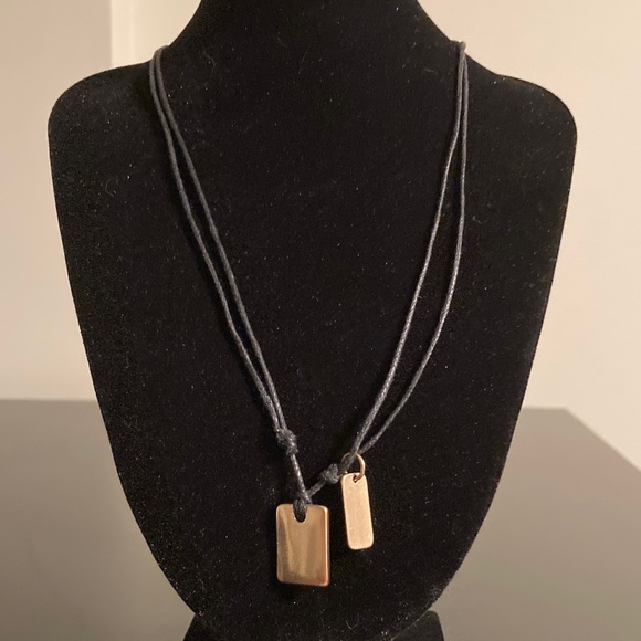 Express Jewelry - Express Black Necklace with Gold Tags